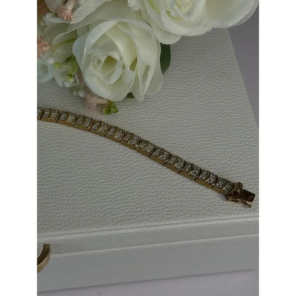 Charming 925 Sterling Silver Gold Plated Bracelet Length 8 Inch